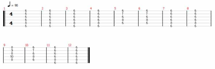 12 bar blues barre chords 1